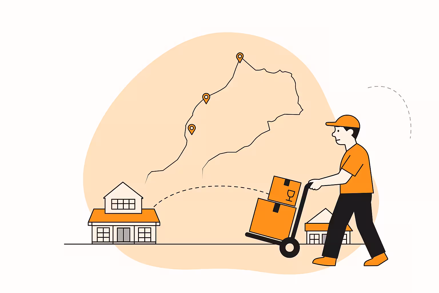 Services De Déménagement Infographie qui présente une équipe de déménageurs professionnels en plein travail à Rabat